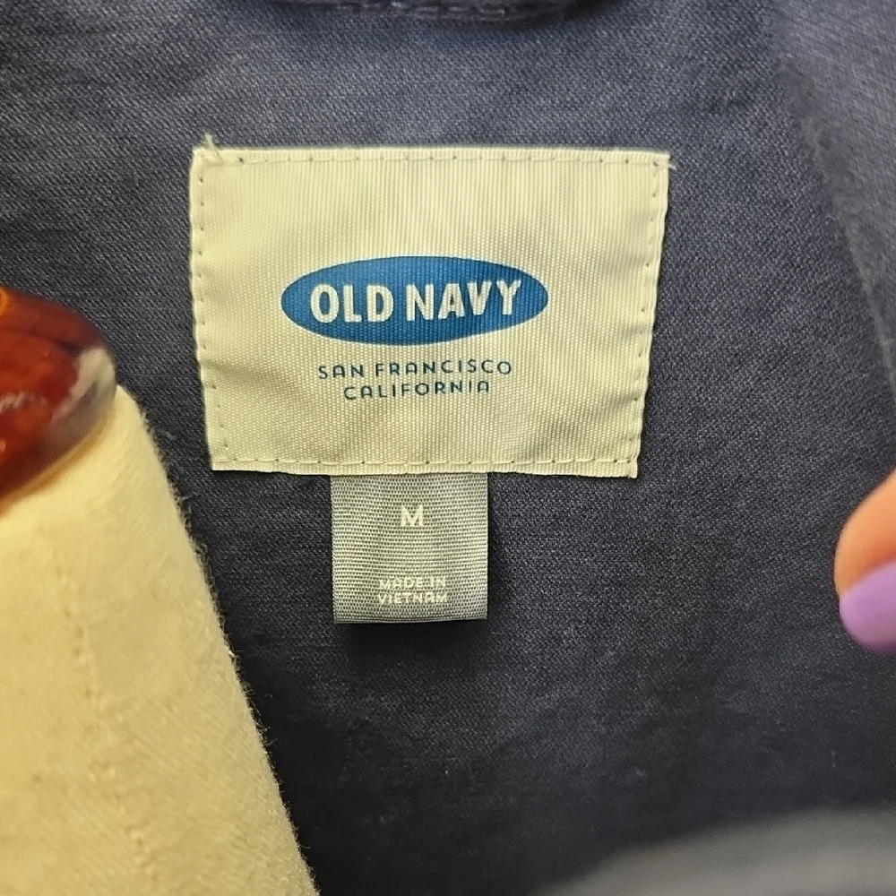 Old Navy Navy Blue Utility‎ Field Jacket M Cinch Waist Zip Front
